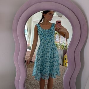 Y2K Flowy Blue Floral Sun Dress Size 6